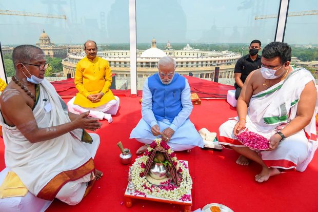 PM also attended a religious ceremony at the site. (PTI Photo)