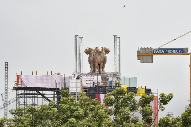 The concept sketch and process of casting of the national emblem on the roof of the new Parliament building has gone through eight different stages of preparation from clay modelling and computer graphics to bronze casting and polishing. (PTI Photo)