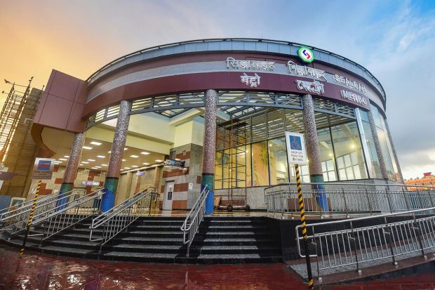 The first Metro train from Sealdah, which is among the busiest railway stations in the country, rolled towards Sector V in Salt Lake, the IT hub of the city, after she pressed the button to unveil the plaque. (PTI Photo)