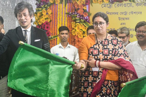 The programme was held amidst controversy over invitation to Chief Minister Mamata Banerjee and was not attended by the local Trinamool Congress MP Sudip Bandopadhyay or local MLA Paresh Pal. (PTI Photo)