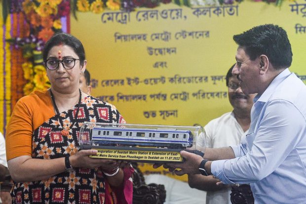 Irani said that the extension to Sealdah, a terminal railway station in the city, will help around 35,000 passengers in their daily commute from adjoining districts. (PTI Photo)