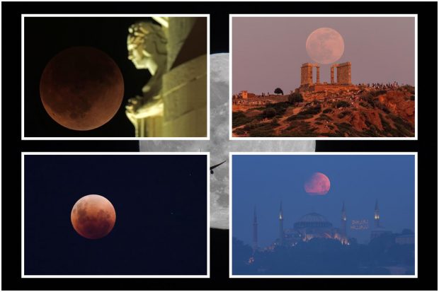 The pictures of this year's first lunar eclipse are out and they are spectacular. The lunar eclipse is over now. The eclipse was not visible in India. The eclipse was visible in the eastern half of the United States and all of South America, some part of Europe and Africa as well. This is also called a Super Moon and a Blood Moon as well. The orange color of the moon is caused by the Moon passing into the shadow of the Earth. A Super Moon is a full moon and appears to be bigger than usual. Let us take a look at some of the images: