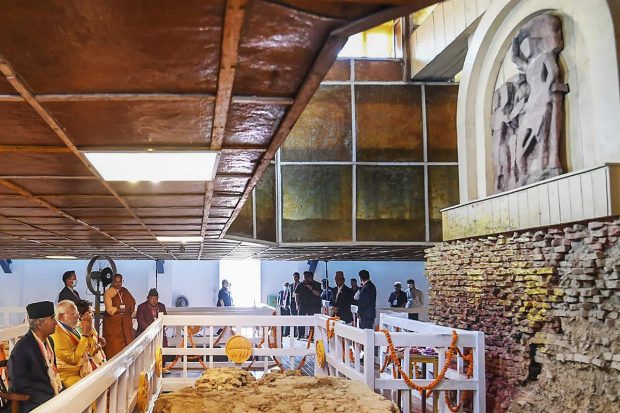 Prime Minister Modi visited the Maya Devi Temple as the first stop of his one-day visit to Lumbini. (PTI Photo)