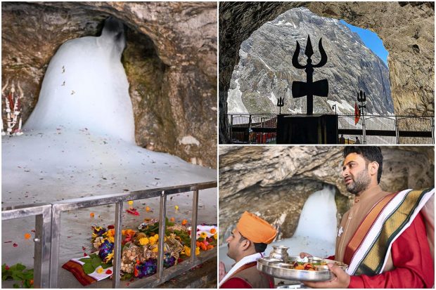 Pratham Puja (first prayer), marking the ritual beginning of the annual Amarnath yatra, was held on Tuesday on the occasion of Jyestha Purnima at the holy cave shrine in south Kashmir Himalayas, officials said. The formal yatra will begin on June 30 and culminate on August 11, coinciding with Raksha Bandhan. Let us take a look at some of the images: