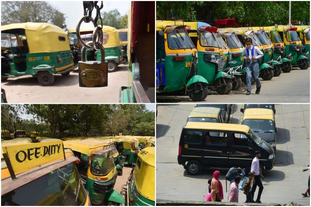 Various auto-rickshaw, cab and taxi unions in the capital went on a strike on April 18, demanding a CNG subsidy and a fare revision in the wake of rising fuel prices. The strike led to a shortage of cabs and autos across Delhi-NCR. Commuters in the city faced difficulties in getting cabs and autos on Monday morning. Though cars were available on Ola and Uber apps, the fares were inflated. Let us take a look at some of the images, how Delhi struggles on first day of auto-taxi strike: