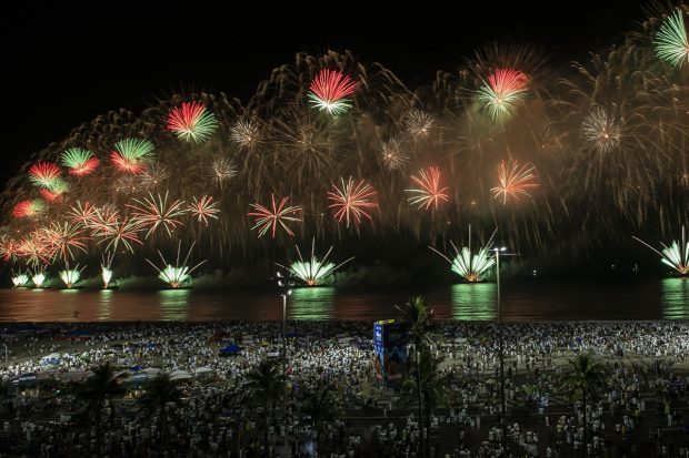 Fireworks explode over Copacabana Beach during New Year's celebrations, in Rio de Janeiro, Brazil (AP/PTI Photo)