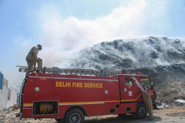 The fire department received information about the blaze around 5.47 pm following which 10 fire tenders were rushed to the spot. (PTI Photo)